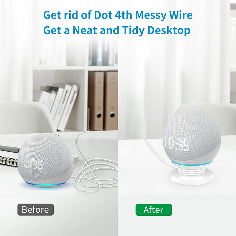 LINGYOU منفذ جدار جبل حامل سطح المكتب ل Alexa Echo Dot 5th 4th Gen مكبر الصوت الذكي توفير المساحة الملحقات دون فوضوي