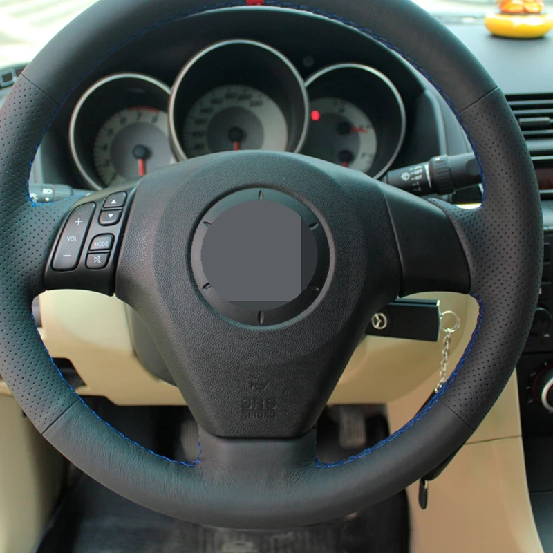 DIY Black Car Steering Wheel Cover For Mazda 3 Axela 2004 2005 2006 2007 2008 2009 Mazda 5 2004-2010 Mazda 6 Atenza Mazda