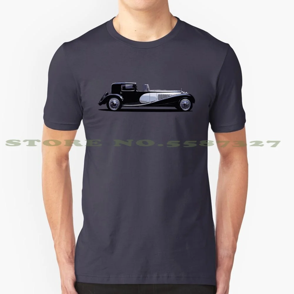 Type 41 Royale 100% Cotton T-Shirt Royal Type 41 Chopped Off Atlantic Chiron Veyron Black Car French Because