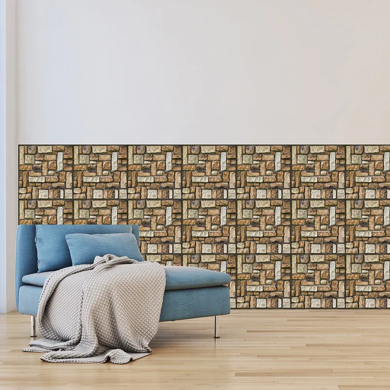 Self Adhesive Wallpaper Brick Stone Rock Textured 3D Wall Papers for Living Room Store and Barbershop Home Improvement Sticker