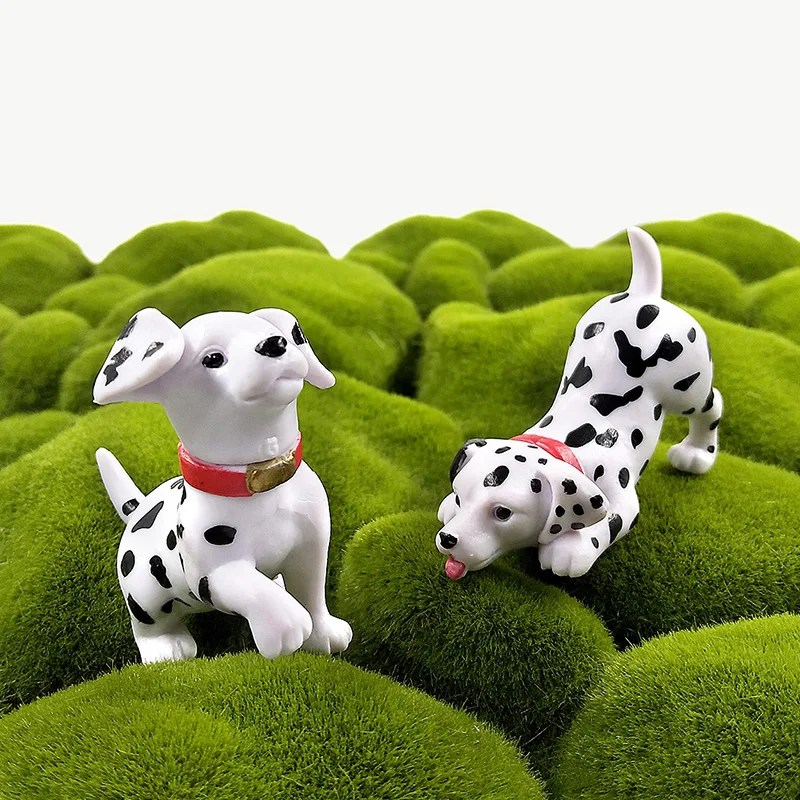 6pcs Spot Dog Dalmatian Puppy Figurine Cartoon Animal Model Home Decor Miniature Fairy Garden Decoration DIY Accessories Modern