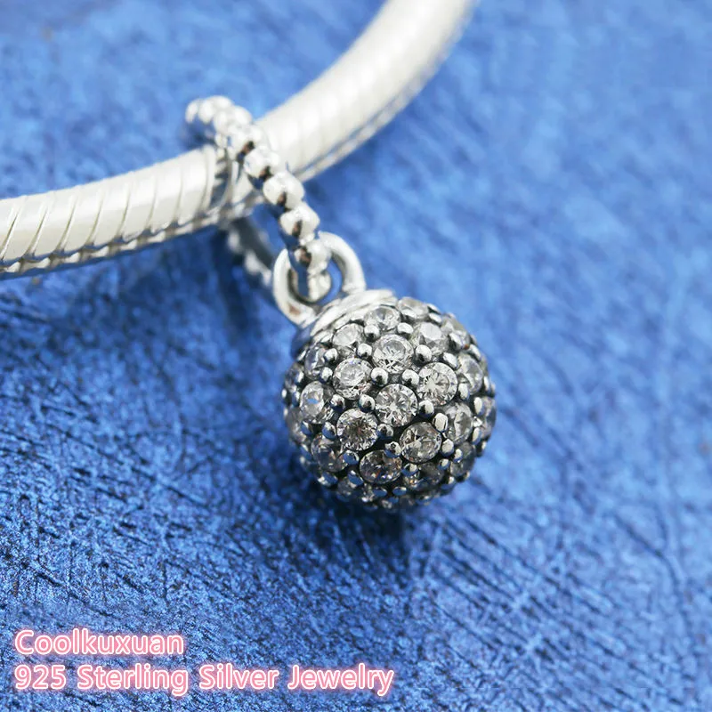 

Pave Ball Pendant Charm 100% Original 925 Sterling Silver beads Fits Pandora bracelets Jewelry Making