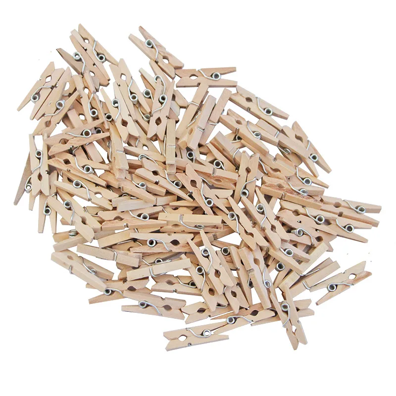 50 PCS Wholesale Very Small Mine Size 25mm Mini Natural Wooden Clips For Photo Clips Clothespin Craft Decoration Clips Pegs