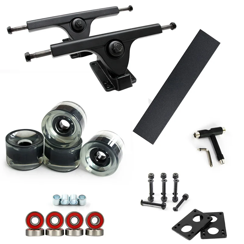 

STRIKATE Longboard Truck Wheels Set 4pcs PU wheels 8pcs Bearing T skateboard tool Skateboard Truck Wheel Combo For Longboard