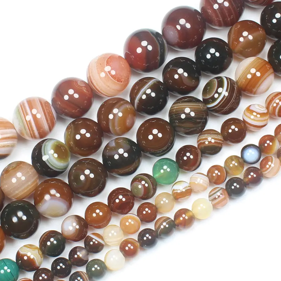 4-16mm Red Coffe Stripe Agate Round Loose Beads 15inch  ,For DIY Jewelry Making ! We provide mixed wholesale for all items !