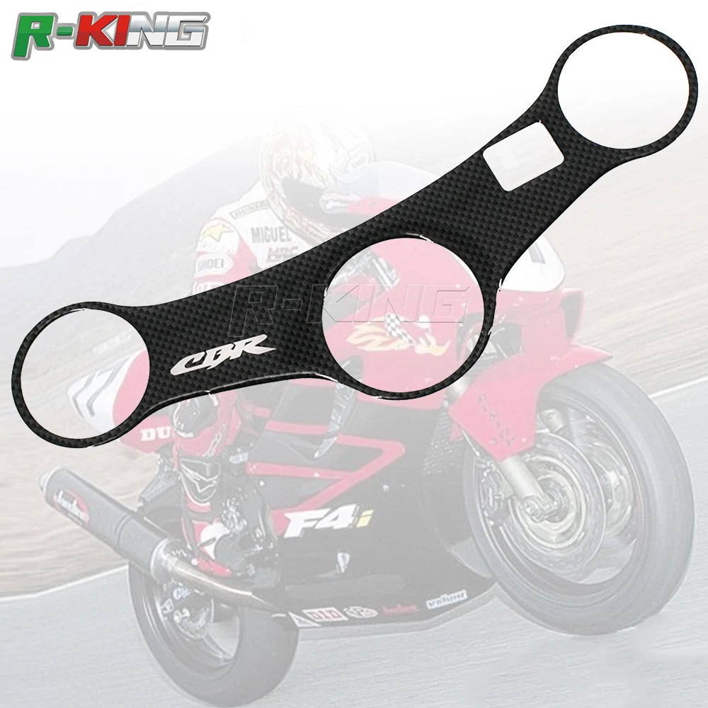 Motorcycle Carbon Fiber Decal Sticker Pad Triple Tree Top Clamp Upper Front Protector For  HONDA CBR600 CBR 600 F4i 2001-2007