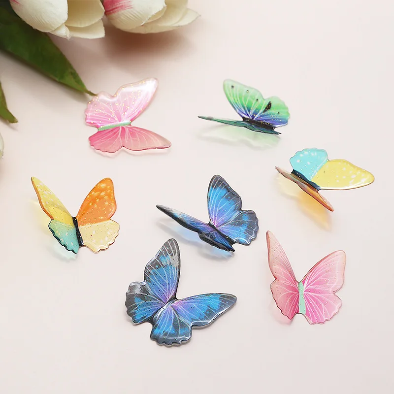 10pcs gradient glitter butterfly transparent gold foil wings patch DIY handmade jewelry homemade earrings accessories materials