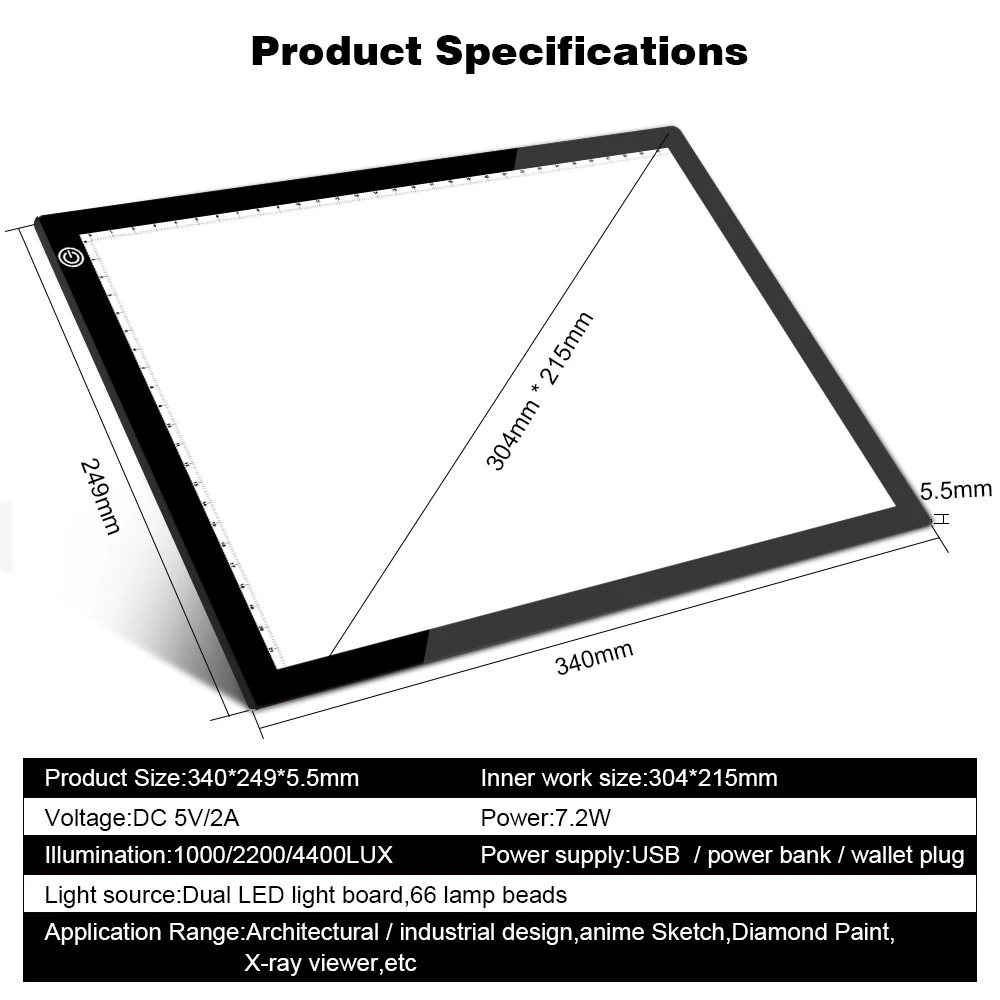 Imagem -06 - Placa para Desenho Digital com Luz Led Caixa de Luz para Desenho Gráfico a4 Escrita Digital com Tela de Cópia Pintura de Diamante Esboço Visão de Raio-x Dropship