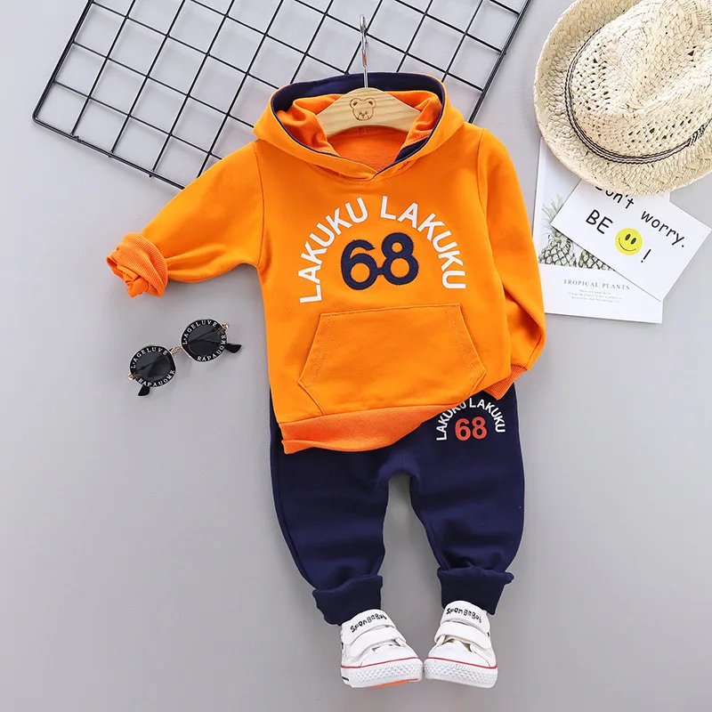 Toddler Cotton Tracksuit Autumn Baby Hooded Jacket Sets Children Boys Girls Cartoon Clothes Fashion Kids Hoodies Pants 2Pcs/set