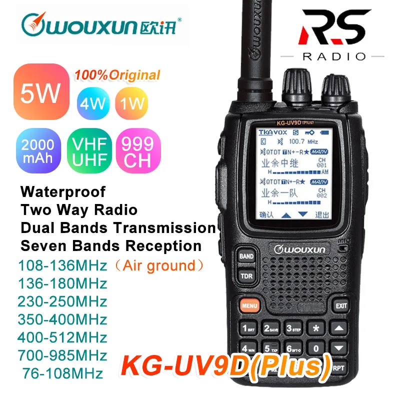 

Wouxun KG-UV9D Plus Walkie Talkie CB Radio Station Transceiver Multiband Air Band frequency 108-136MHz Police 350-390MHz UV-9R