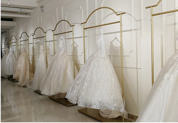 Wedding dress rack high-grade display rack net red shop dress big tail floor skirt landing rack photo studio hanging wedding dr