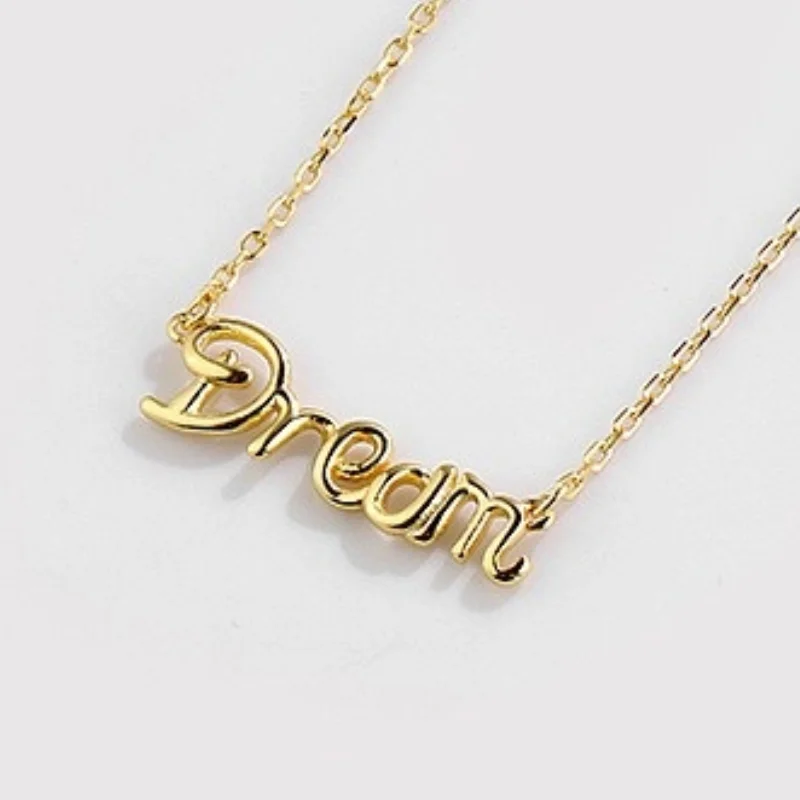 

Stainless Steel Gold English Name Necklace Customized Fashion Necklaces Birthday Gift