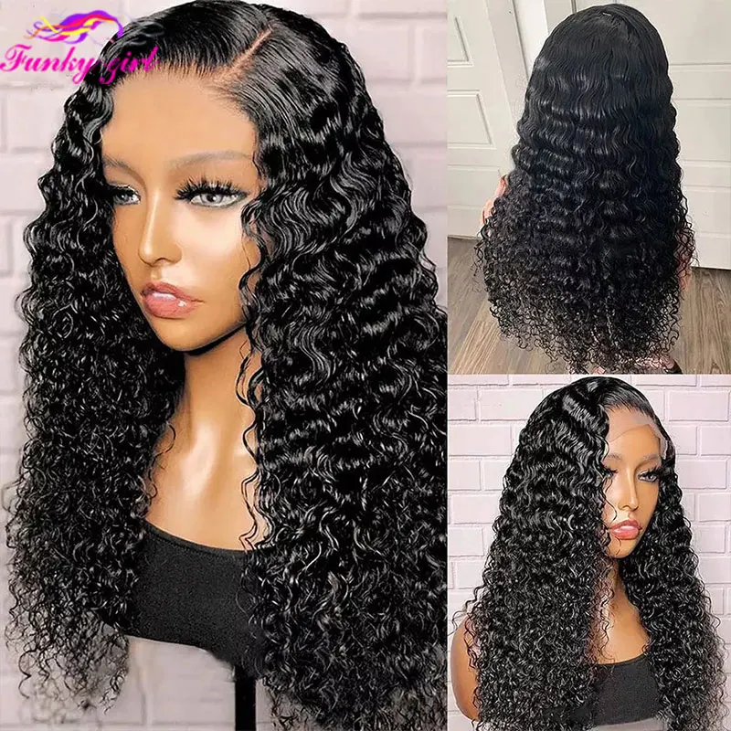 Water Wave Lace Front Wig 13x4 Lace Frontal Wig For Women  Lace Closure Wig Deep Curly Human Hair Wigs  Pre Plucked Cheap Wig