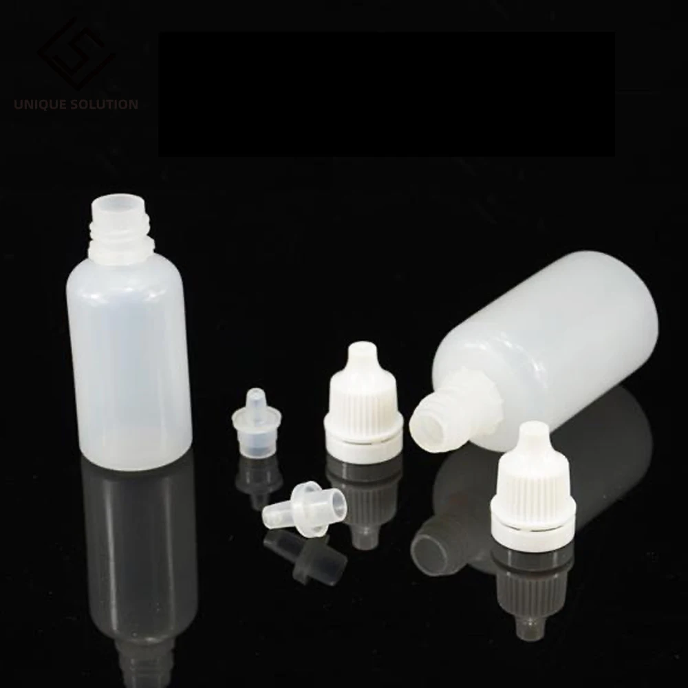 LDPE Empty Plastic Squeezable Liquid Juice Oil Eye Dropper Bottles Jars Containers  - Long Thin Tip (Bottles + Caps + Tips)