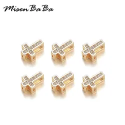 5PCS/Lot Wholesale Copper Zircon Cross Charms For Jewelry DIY Making Cross Charm Catholic Jewelry Accessories