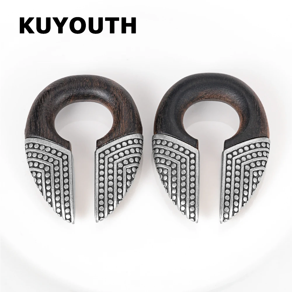 KUYOUTH Wood Bronze Ear Weight Expanders Body Jewelry Earring Gauges Stretchers 2PCS