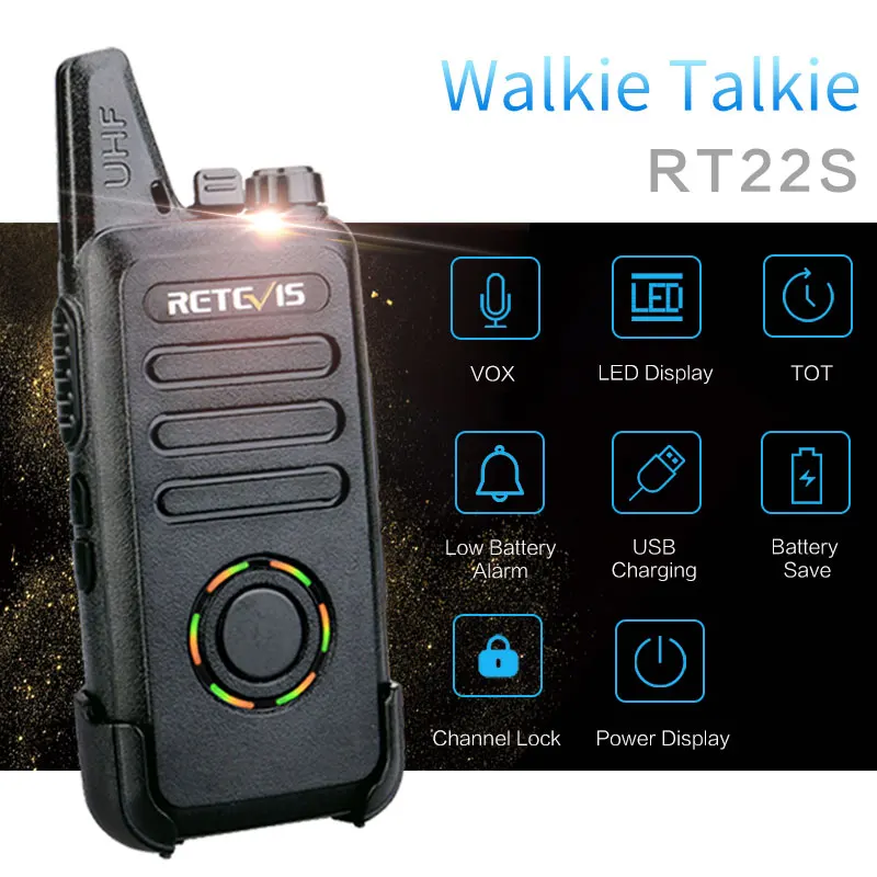 Imagem -02 - Mini Walkie Talkie Exibição Oculta Comunicador de Rádio Bidirecional Prático 2w Uhf Vox Hotel 10 Pcs Retevis-rt22s