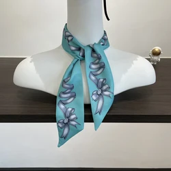 Tiffn Designer Hair Scarf Handkerchief  Twill Silk scarf Women's Bandana scarf women luxury Headscarf Silk Scarves Fashion hijab