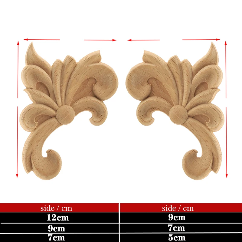 VZLX Exquisite Unpainted Long Leaves Rubber Furniture Decoration Accessories Doors Wood Figurines Wood Decal Wood Applique NEW