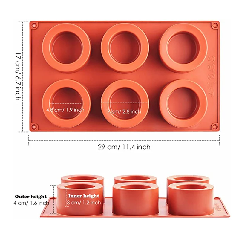 6 Cavity Cylinder Cup Shape Mousse Cake Mold For Making Chocolate Muffin Ice Shot Glass Mould Flower Plant Pot Concrete Tool