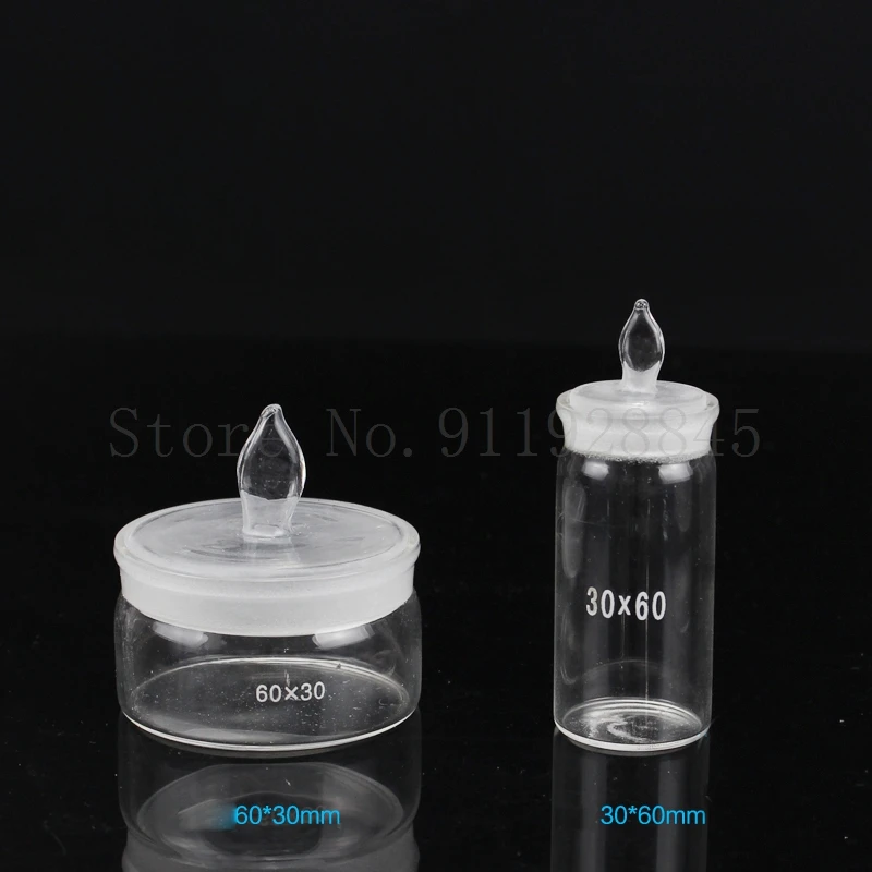 Botol Penimbangan Kaca Lab Botol Segel Gelas Kerja Tipe Rendah/Tinggi Transparan untuk Eksperimen Sekolah