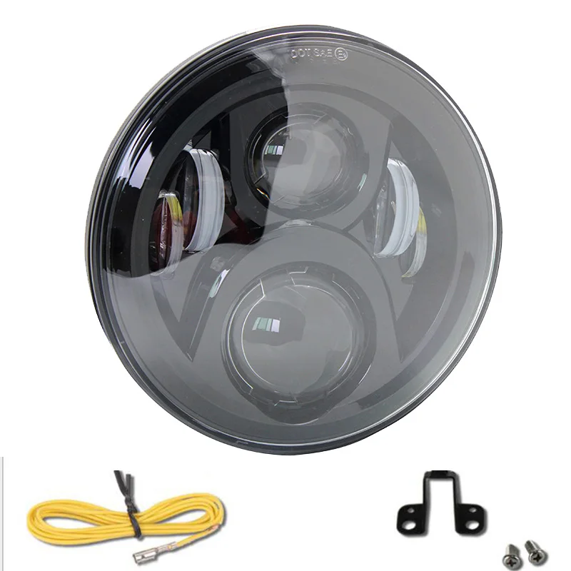 7 inch Round LED Headlight Lamp With DRL Angle Eyes Halo 7\