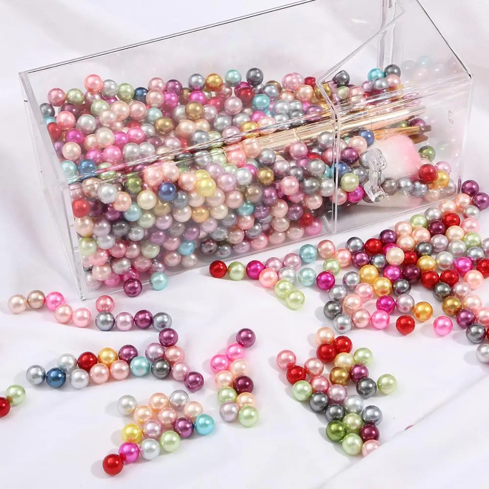 3/4/6/8/10MM Multicolors No Hole Acrylic Round ABS Imitation Pearl Beads Loose Beads for DIY Jewelry Making Accessories