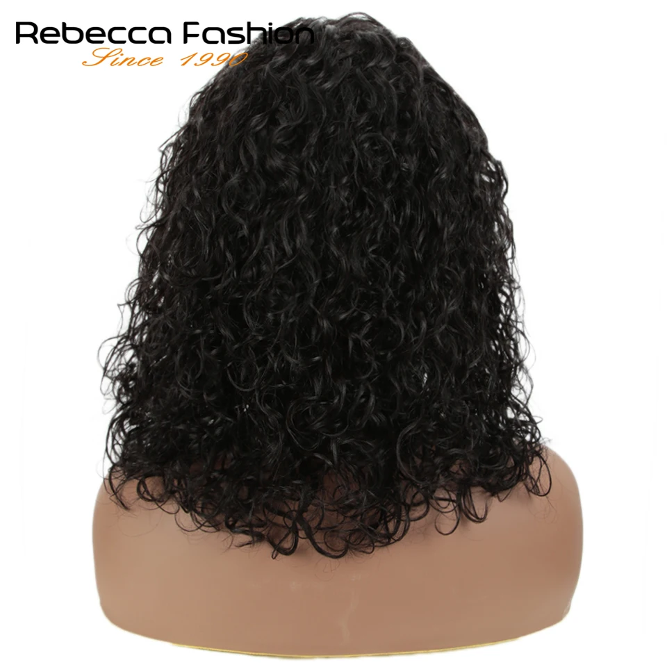 Rebecca-Peluca de cabello humano rizado para mujeres negras, postizo de encaje de onda Natural, pelo Remy peruano, parte L, 2019 de otoño, nuevo