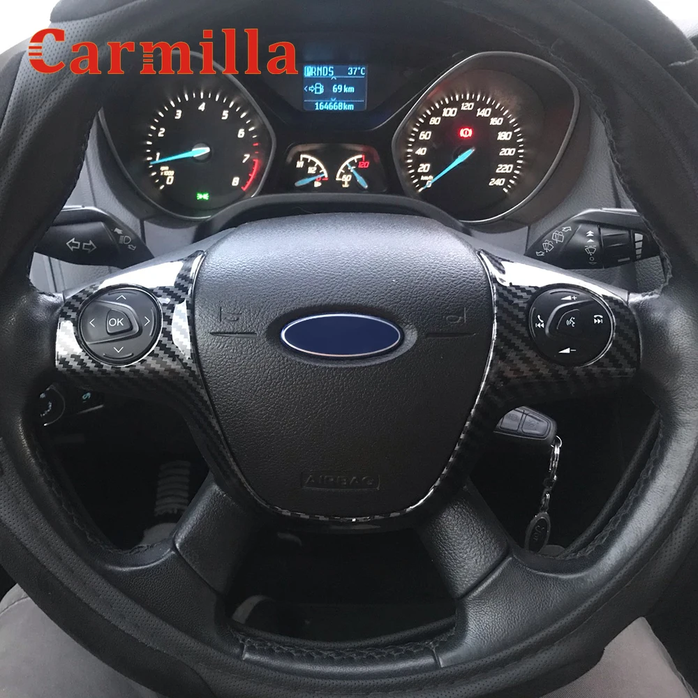 Car Steering Wheel Panel Decoration Cover Trim Sticker for Ford Kuga Escape 2013-2015 Focus 3 MK3 2012-2014 C-Max 2011-2017