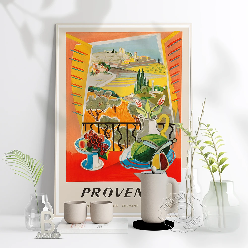 

Provence France Prints Poster, World Travel Provence Scenery Still Life Canvas Painting, Vintage Wall Stickers Home Decor Gift