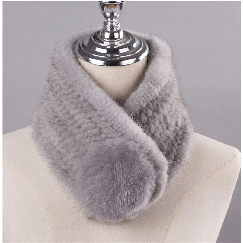 Real Mink Fur Scarf Ball Genuine Fox Fur Pompom Winter Women Warm Girls Fashion Ring S79