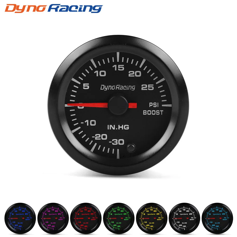 Dynoracing 2 "52mm 7 Kleuren Hoge Snelheid Auto Boost Water temp Olietemperatuur Oliedruk Lucht brandstofverhouding Voltmeter EGT Toerenteller RPM Gauge