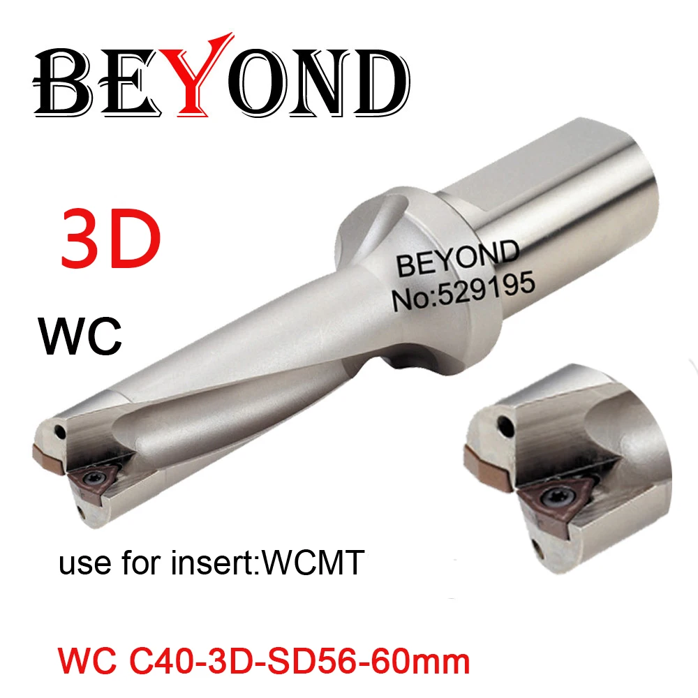 BEYOND WC type 3D U drill 56 57 58 59 60 mm indexable U Drilling bit WCMT080412 WCMX insert depth Cooling port fast drill lathe