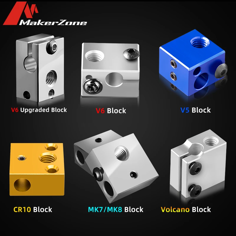 V6 V5 Volcano CR10 MK7 MK8 Aluminum Alloy Heating Block For Hotend J-Head Print Head Extruder 3D Printer Parts Accessories