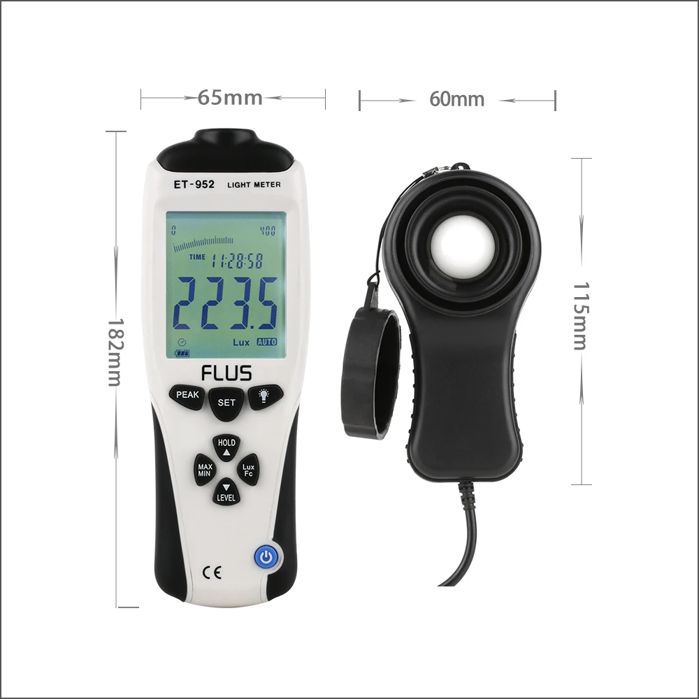 FLUS Misuratore di luce digitale Luxmetro professionale Lux Mini illuminometro Luminometro Fotometro Lux/FC Tester Misuratore di luce