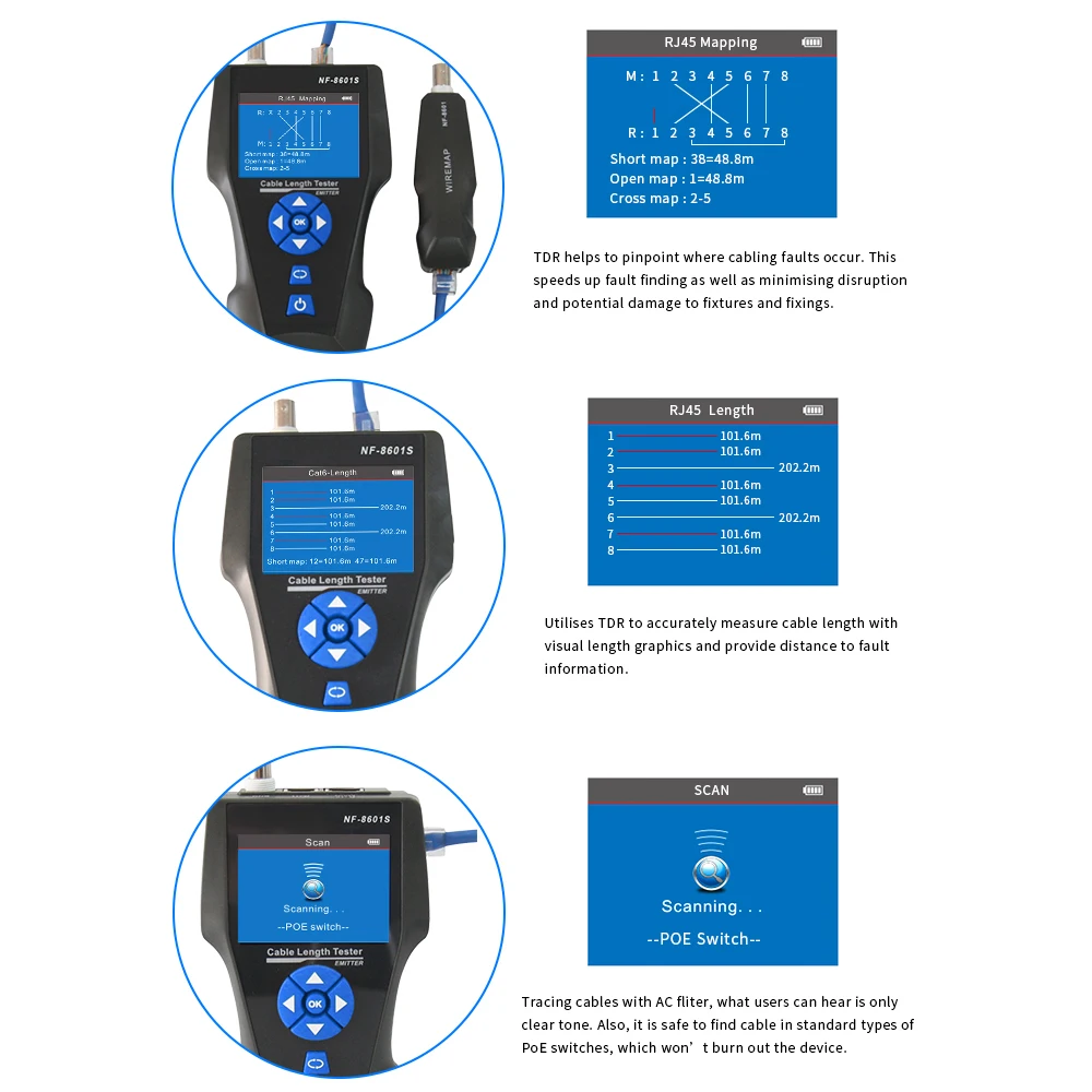 NOYAFA Telephone Wire Tracker Electrical Line Finder Cable Tester Handheld Line Finder Cable Detector Wire Measuring Tools