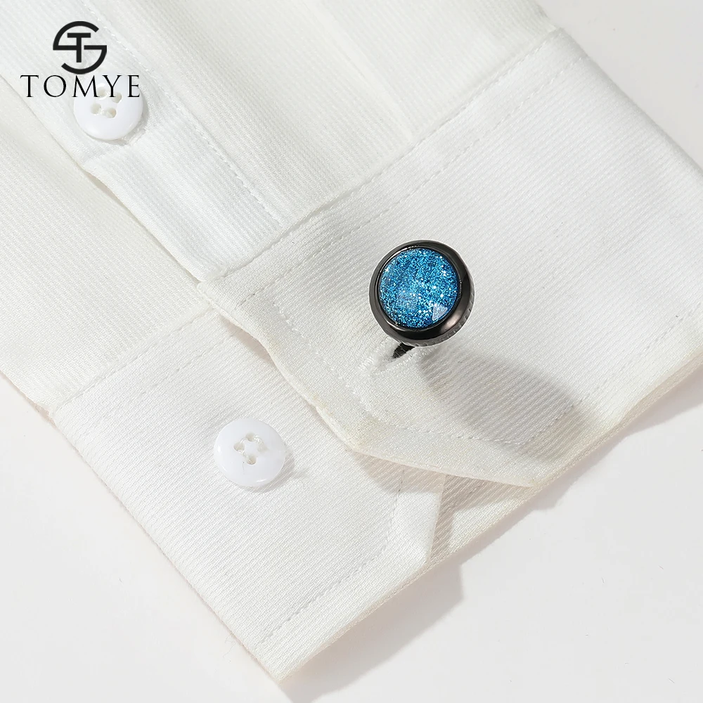 Men's Cufflinks TOMYE XK20S039 High Quality Starry Sky Round Metal Formal Dress Shirt Cuff Links for Wedding Gifts