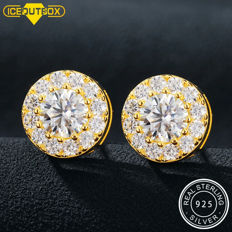 925 Sterling Silver Moissanite Round Stud Earrings
