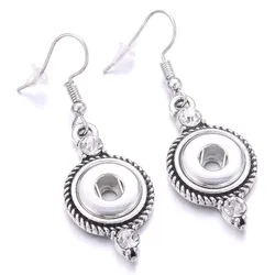 New Heat Sale 12mm Snap Buttons Earrings Dangle Crystal Drop MIni Snap Drop Earrings Fashion Ladies Snap Button Jewelry Earrings