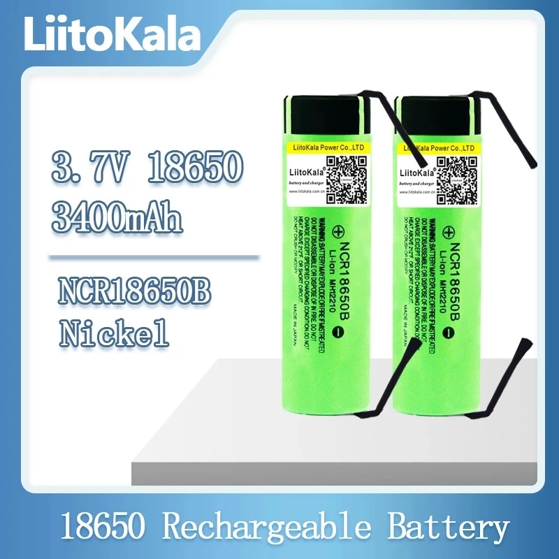 Hot LiitoKala NEW original NCR18650B 3.7V 3400mAh 18650 rechargeable lithium battery for battery + DIY nickel piece