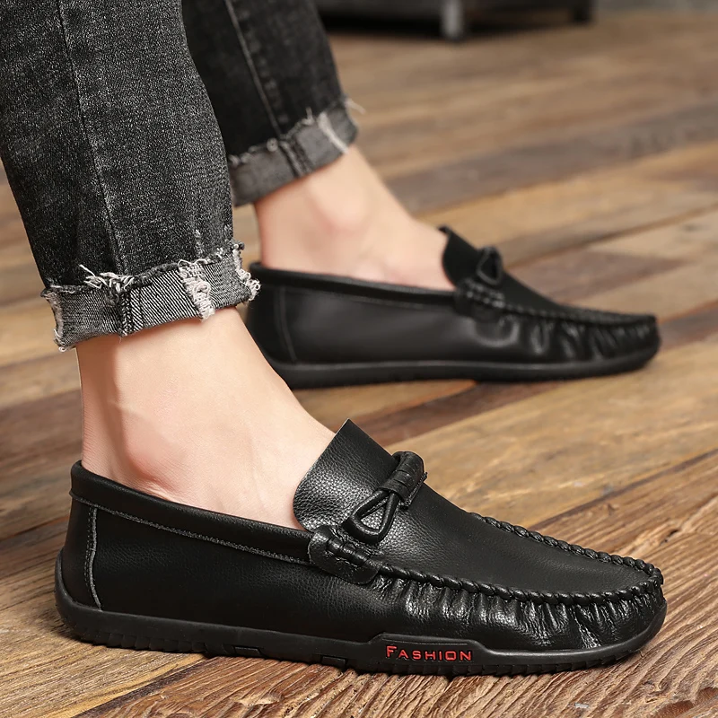 

Pointed Toe Formal Shoes Man Genuine Leather Moccasins Autumn Men Italy Dress Shoes Business Wedding party Shoes For Male