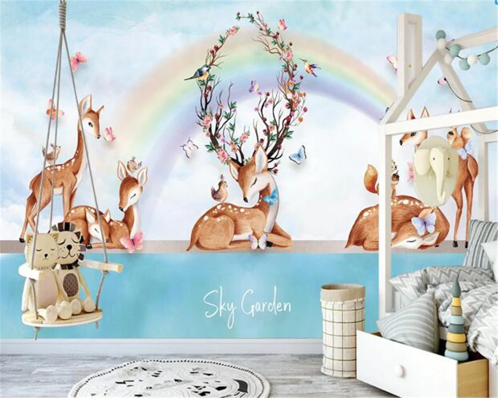 Custom wallpaper mural forest elk bear children's room kindergarten background wall home decoration living room 3d wallpaper