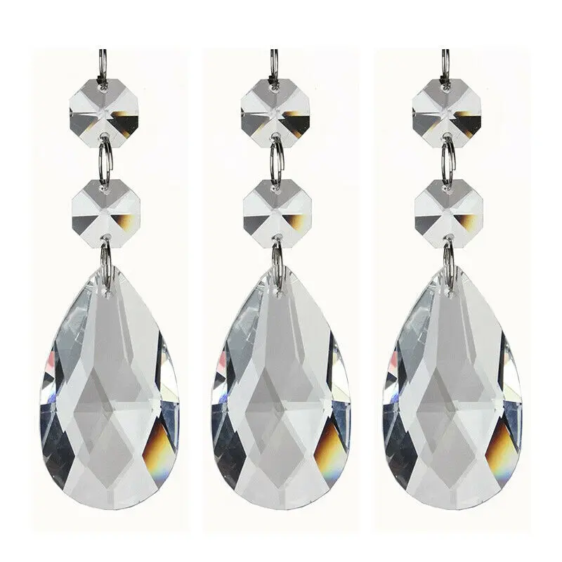 Camal 20Pcs Crystal Clear 38mm Teardrop Chandelier Prisms Pendants Parts Beads Hanging Lamp Lighting Part Home Decoration