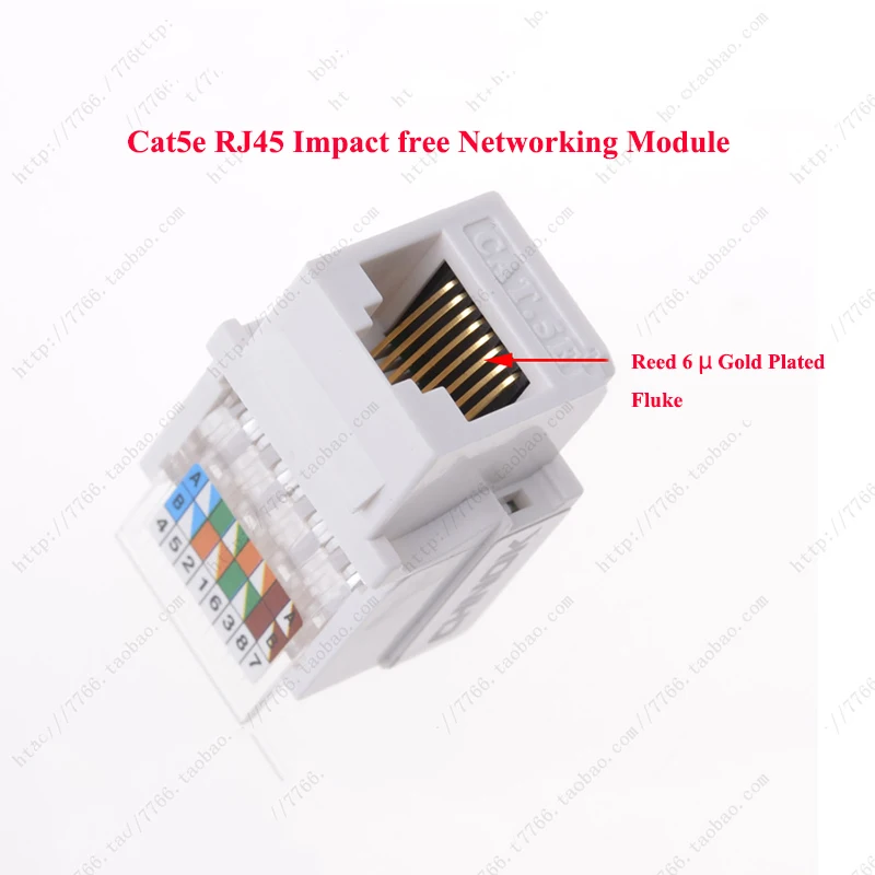 Cat5e RJ45 Punch free Impact free Networking Module Ethernet Module with Color marks Cat5e T568A./B module