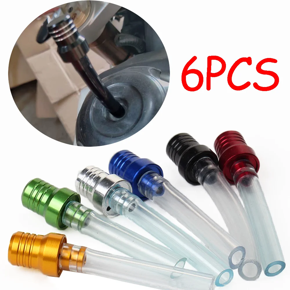 6Pcs Universal Motorcycle Motorbike 2 Way Valves Vent Breather Hoses Tubes Cap Fit For Motocross ATV Quad Dirt Pit Bike