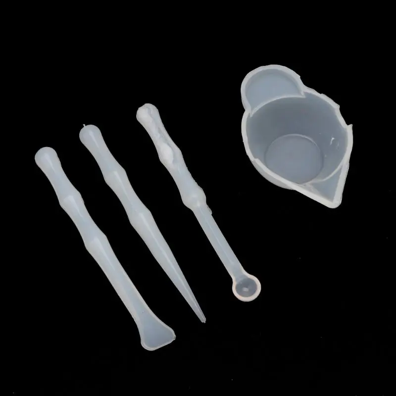 4Pcs Silicone Mixing Cups Stirrers Spoon Scraper DIY Resin Mold Jewelry Tools Kit