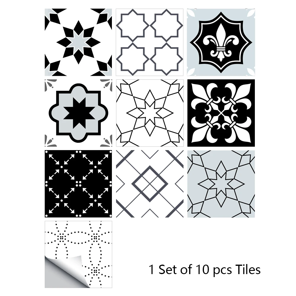 10/15/20cm Mandala Style Matte Surface Tile Sticker Peel & Stick Decoration Film For Tiles /Ground in Kitchen Wardrobe Wallpaper