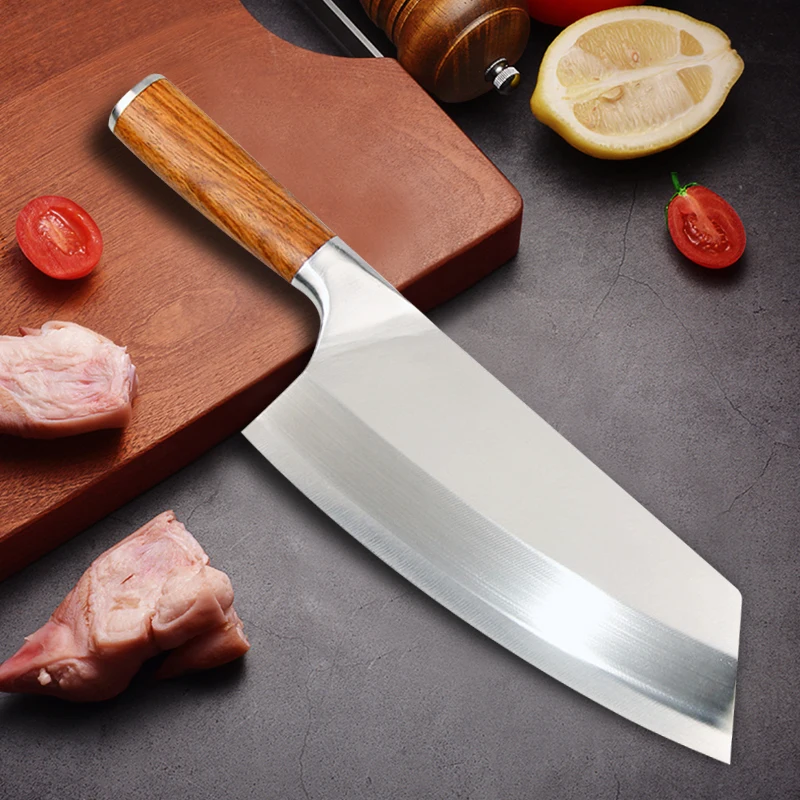 

8 Inch Stainless Steel Kitchen Knife Chinese Chef Meat Sliced Cleaver Vegetables Cutter Fish Fillet Chopping Knife Cooking Tool