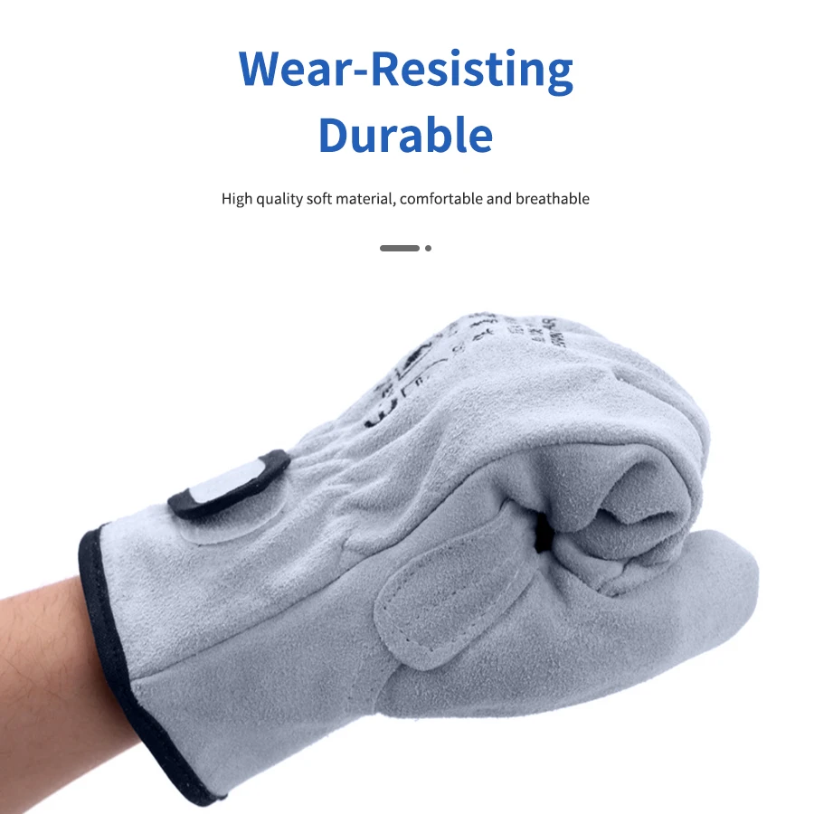 Short Thick Leather Gloves Welding Gloves Welder Argon Arc Welding Wear-Resistant Anti-Scalding Insulation Puncture Safety Glove