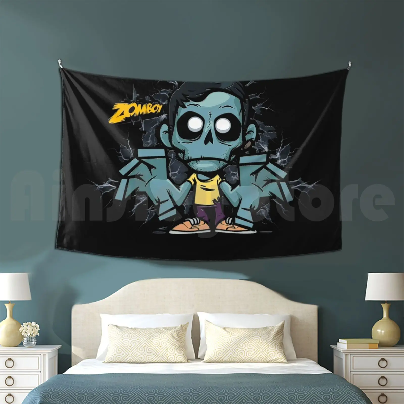 Zomboy! Tapestry Living Room Bedroom Edm Logo Aw Steve Aoki Avichi Wrld Music Purple Simple Hardwell Zomboy